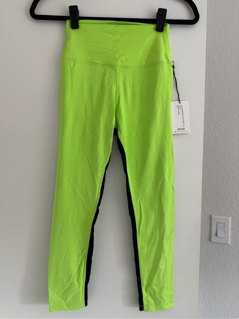 Splits59 Neon Lime & Black High-Waist Leggings